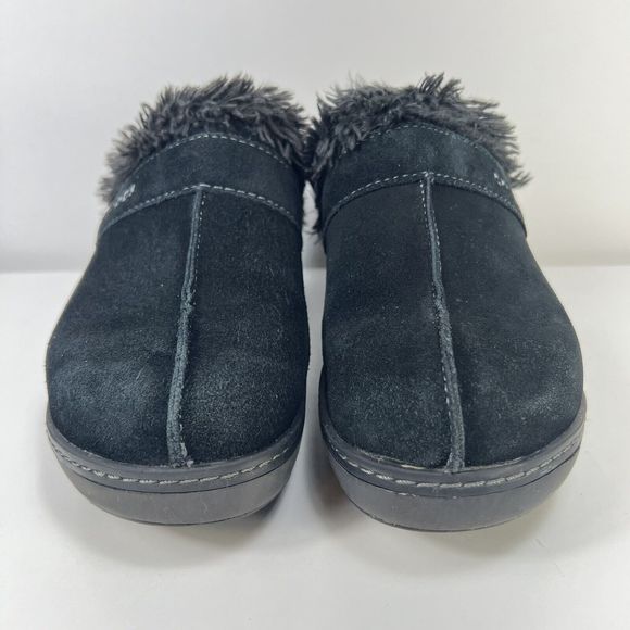 Crocs Cobbler Suede Leather Clogs Slip On Black Faux Fur Lining 11602 Womens 7 - Picture 3 of 8